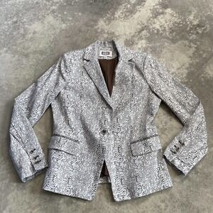 Ee by etcetera blazer women size 10 Snake‎ Print Gray One Button Closure
